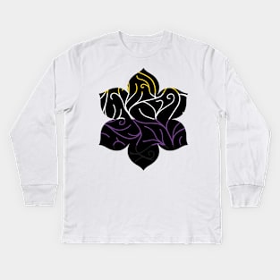 Black Velvet, Nonbinary Flag Vines Kids Long Sleeve T-Shirt